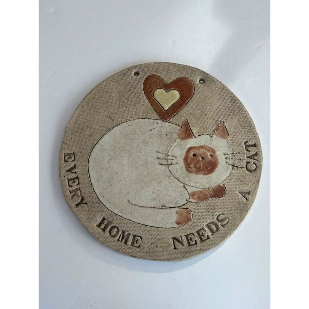 Handmade ceramic cat sign
